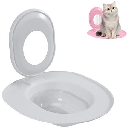 Katzen-Toiletten-Trainingssystem wiederverwendbar | Hundefreundlicher Toilettentrainer für Katzen | Rutschfestes Trainingskit mit Silikonrand (Grau)