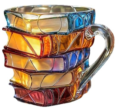 Taza de café con diseño de libro, taza de café pintada a mano en, recipientes únicos para amantes de los libros, recipiente de agua de cerámica resistente, accesorio de escritorio perfecto para