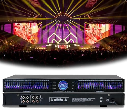 COYEUX 22-band Audio Equalizer, Stereo Graphic, Hifi Separates with 10 Preset Effects, Dual Channel 1U Rack Mount, Automatic Noise Reduction, Digital Equalizer for Recording Studio