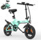 ESKUTE F100 Bicicleta Eléctrica Plegable, Ebike 14, Batería Integrada 36V 9Ah, 25 km/h & Autonomía 35–60 km, Pantalla LCD, Soporte USB, Asiento Ergonómico, Bici Electrica Urbana para Adultos,Cian