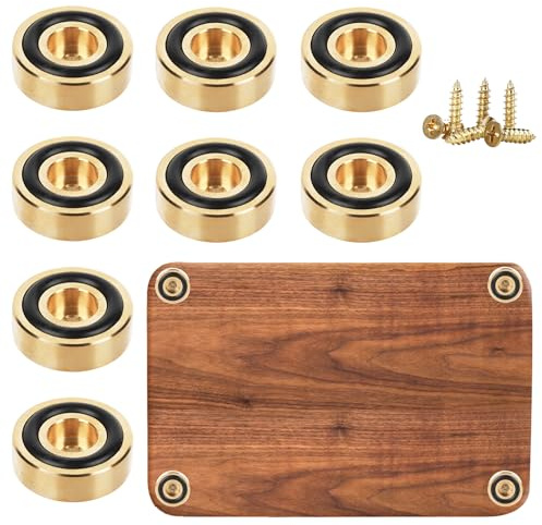 8 Pcs Brass Cutting Board Feet Non Slip 1. 18 x 0. 39 Inch Board Feet Legs with Silicone Rubber Feet Pads and Screws Kit