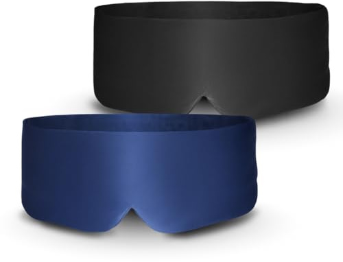 BOLLSEN Masque de Sommeil en Soie – 100% Soie de Mûrier, Ultra-Doux, Respirant, Réglable, Obscurité Totale – Bleu Marine, Quartz Rose, Noir Profond – Disponible en Pack Simple ou Multi-Pack