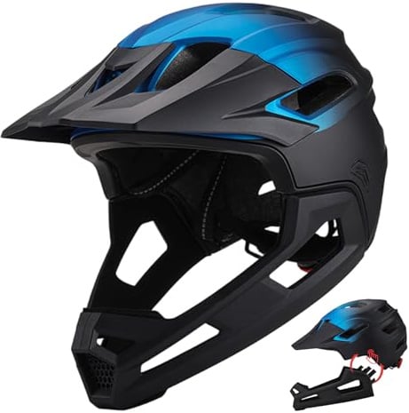 Vollgesichts-Mountainbike-Helm für Erwachsene mit abnehmbarem Kinnschutz, atmungsaktiver, stoßfester PC für Fahrten im Freien