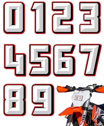 SCJJZ 10 Unita numeri adesivi per moto,adesivi moto,Numeri Adesivi per Moto Cross,Adesivi Numeri Moto Resistente Pioggia e al Sole,Adesivo Numero Auto, Scooter,Casco e Quads ATV(0-9)