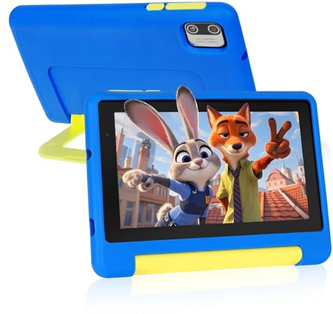 Whitedeer Kids Tablet, 7 inch Tablet for Kids 3-7 Ages 8GB RAM +64GB ROM, Android 13, Parental Controls, Dual Camera, Wi-Fi, Bluetooth, Type-C, Impact Resistant Case, Gift,Blue