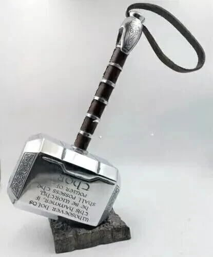 Avengers Thor Hammer Legend Props Mjolnir Full Metal Hammer Replica With Stand Base