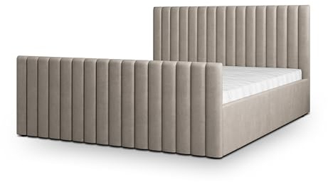Masseno Polsterbett CANOVA K 120x200 cm, Doppelbett, Bettkasten, Stauraum, Lattenrost Und Kopfteil - Beige, Paros 02