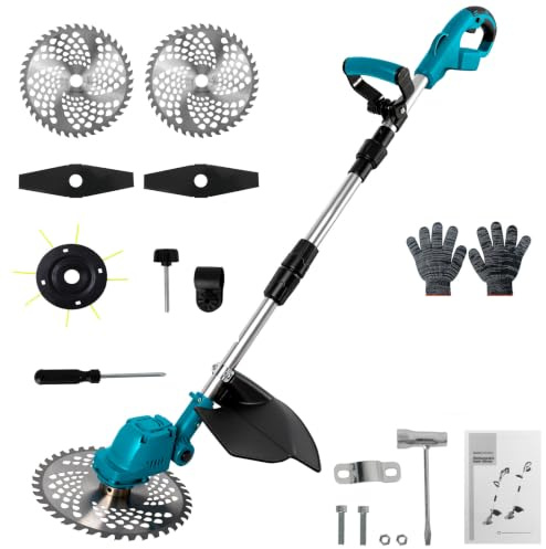 Akku Rasentrimmer kompatibel mit Makita 18V Akkus (ohne Akku) | 180° klappbar Rasentrimmer, 750 W bürstenloser Motor, 90° schwenkbarer Kopf zur Garten und Rasenpflege