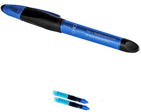 Emil Otto Metall-Ätzstift AL (blaue Flüssigkeit) (für Aluminium u. Aluminiumlegierungen) mit 2 Minen Art. 860 / Minen ersetzbar/austauschbar