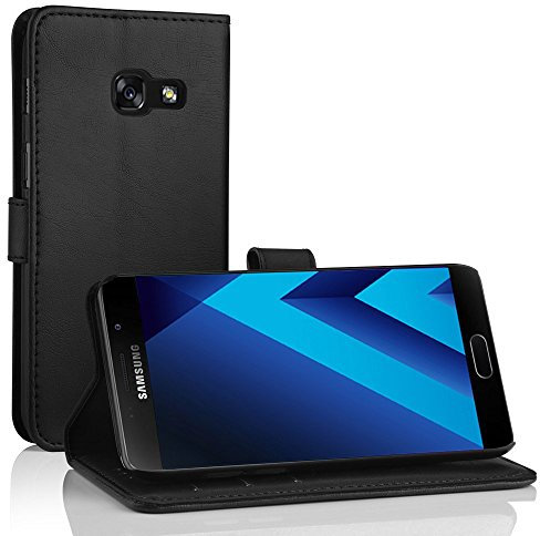 Simpeak Hülle Kompatibel für Samsung Galaxy A5 2017, Handyhülle Kompatibel mit Galaxy A5 2017 Leder Flipcase (Schwarz)