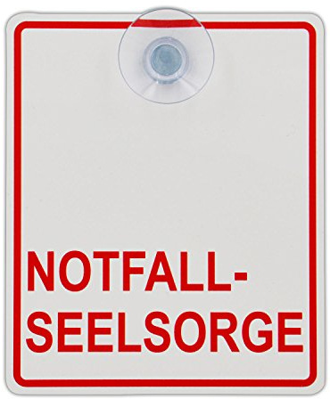 Schilderio Saugnapfschild Schild Notfallseelsorge Acrylschild 3mm mit Saugnapf 30mm, ca. 10x12 cm für Scheibeninnenbefestigung