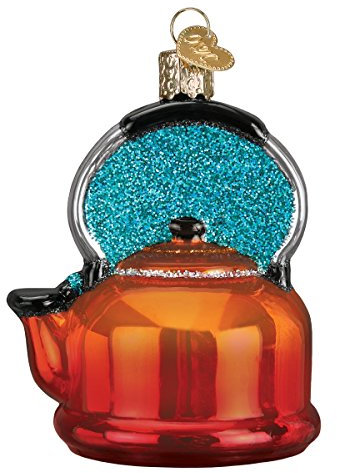 Old World Christmas 32349 Ornaments: Coffee and Tea Gifts Glass Blown Ornaments for Christmas Tree, Tea Kettle