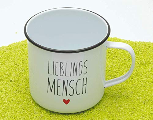 Unbekannt Becher Metall Happy Metal Mug Lieblingsmensch 400ml