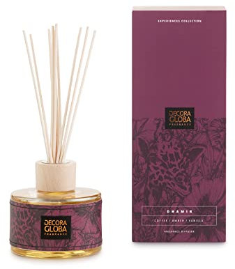 DECORAGLOBA - Duftdiffusor mit Rattanstäbchen für Räume 250ml - Kaffee, Leder und Vanille Duft - Maskulin Duft