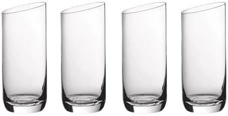 Villeroy & Boch - NewMoon Long Drink Glass Set, 4 Pieces, Elegant, Modern Sloping Long Drink Glasses, Crystal Glass, Transparent, Dishwasher Safe