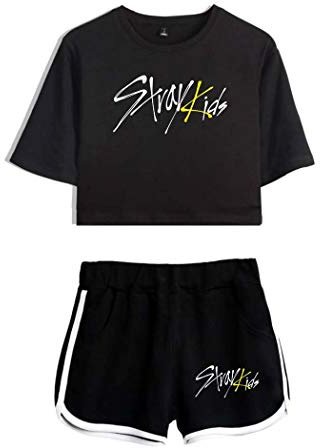 Flyself Unisex Kpop T-Shirts und Hosen Kurzarm T-Shirt & Kurze Hose 2 Stücke Set für Herren und Damen