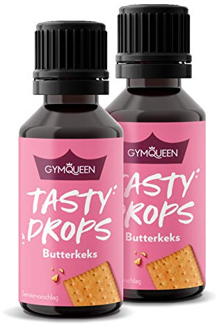 GymQueen Tasty Drops, Butterkeks, 2x30ml, Flavour Drops ohne Kalorien