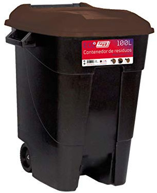 Tayg Eco - Contenedor de residuos 100 litros con base negra y tapa marrón