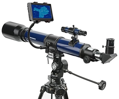 Bresser Teleskop SKYLUX Linsenteleskop 70/700mm mit Smartphone Halter und Sonnenfilter, dunkelblau, 9618760LC1000