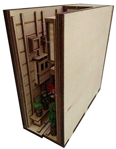 Vaorwne Wooden Book Nook Inserts Kunst BuchstüTzen DIY BüCherregal Dekor Standdekoration Japanische Art Home Decoration