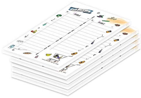 PRICARO Einkaufsliste Comic, A6 Block, 5 Stück