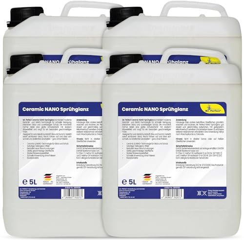 Mr. Perfect Ceramic NANO Sprühglanz 4 x 5 Liter | Keramikversiegelung fürs Auto mit starkem Abperleffekt | Sprühwachs, Lackversiegelung & Glanz für Lack, Kunststoff und Glas | Made in Germany