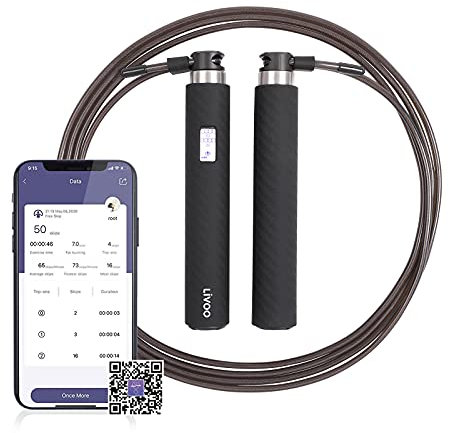 Springseil Erwachsene Fitness mit Zähler - Bluetooth Fitnessgerät für Zuhause App Smartphone - Seil zum Seilspringen Zählfunktion - Wiederaufladbar USB - Speed Rope Kalorienzähler