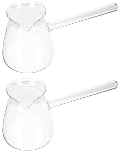 HEMOTON 2 Stücke Türkisch Kaffee Topf Butter Wärme Topf Glas Milch Wärmer Topf Griechisch Arabische Kaffeemaschine Handgefertigte Osmanische Hämmerte Cezve Jezve Ibrik Briki für Den