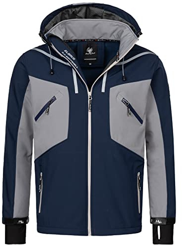 Rock Creek Herren Softshell Jacke Outdoor Jacke Windbreaker Übergangsjacke Anorak Kapuze Regenjacke Winterjacke Herrenjacke Jacket H-293 Navy 3XL