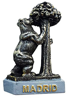 Imán de recuerdo de Madrid España en 3D oso fresa árbol de nevera, resina hecha a mano Madrid, colección de decoración de hogar y cocina