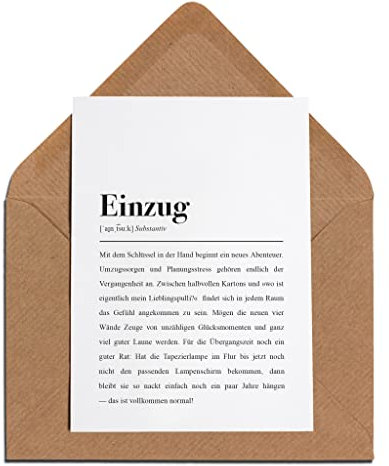 Einzugskarte mit Umschlag – Einzug Definition