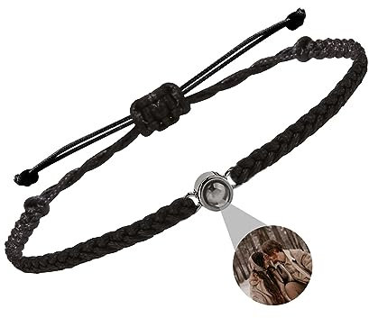 Personalisiertes Foto Projektions Armband Ich liebe dich 100 Sprachen für Frauen Männer Bild-Kreis-Charme Denkmal Muttertagsgeschenke Verstellbarer Saitenknoten