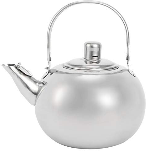 Thé en Acier Inoxydable, Théière à Dessus de Cuisinière Bouilloire Sifflante avec Filtre et Poignée Induction Fond Plat Classique pour Le Camping Plein Air Voyage Plus Épaisse INOX Cafetière Convient