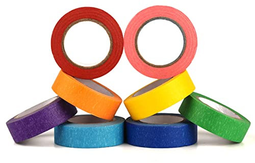 AIEX 8 Rollen Farbband, Regenbogenband, Farbband, Farbband, Malerei, für Handwerk, Basteln, Farbcode, 18 mm breit