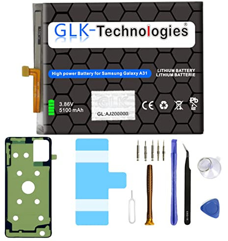 High Power Ersatzakku kompatibel mit Samsung Galaxy A31 A315F, A22 A225F GLK-Technologies Battery | accu | 5100 mAh Akku | inkl. Profi Werkzeug Set Kit