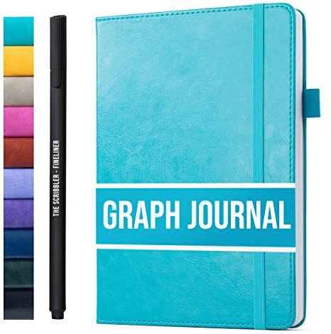 Notizbuch a5 kariert for writing | 150 Seiten, 120 g/m² dickes Papier mit Haftnotizen, Stifthalter, Gummiband, (V)-Leder-Hardcover | Scribbles That Matter notizbuch kariert, 5,75 x 8,2 Zoll