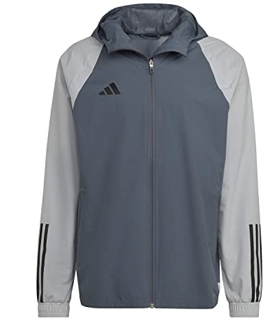 adidas Mens Jacket Tiro 23 Competition All-Weather Jacket, Team Onix/Team Light Grey, HU1320, XL