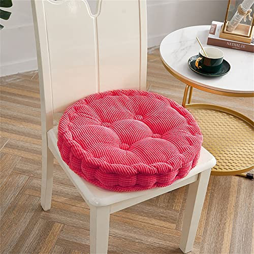 Lukery Rond Coton Coussins de Chaise Tatami Coussin D'assise Confortable Respirant Rembourrés Coussins de Siège pour Bureau Jardin Intérieur Extérieur Décoration (Rose Rouge,40X40CM)