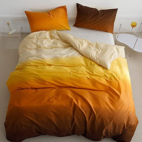 Lanqinglv Bettwäsche 135x200cm 4teilig Gelb Orange Farbverlauf Wende Bettwäsche Set aus Mikrofaser,Sonnenuntergang Stil 2 Bettbezug und 2 Kissenbezug mit Reißverschluss