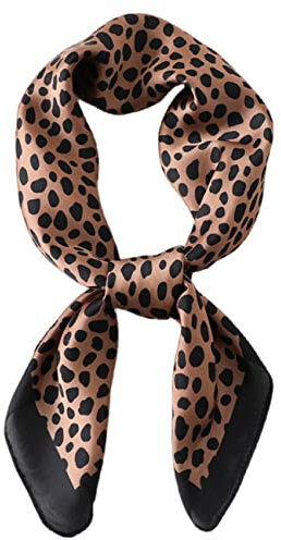 FAIRYGATE Schal Leopardenmuster Damen Seidentuch Damen Chiffon Seide Quadratisch Halstuch Tuch Geschenk DA2814