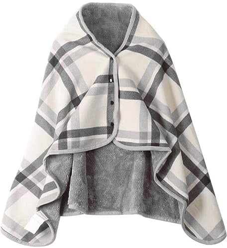 JEMPET Tragbare Fleecedecke mit Knöpfen – bequemer Poncho-Flanell-Deckenschal – ärmellose Plüschdecken für Damen und Herren