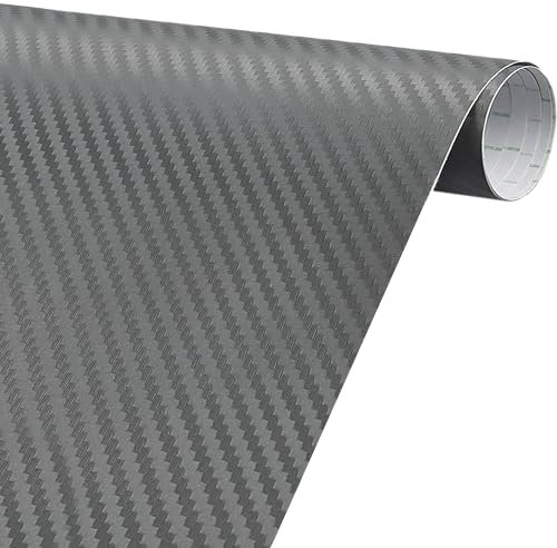 Carbon Folie,Grau 150 X 30cm, Selbstklebend Autofolie aus Vinyl,Arespark Auto Schutz Carbon Folie