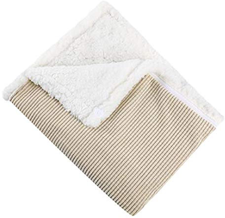 Heizdecke Klein, 60x80 cm Corduroy Heizkissen mit Abschaltautomatik für Bett, Sofa & Camping, Wärmedecken Energiesparend & Waschbar, Decke Elektrisch, weiche Flanell Kuscheldecke (Beige, One Size)