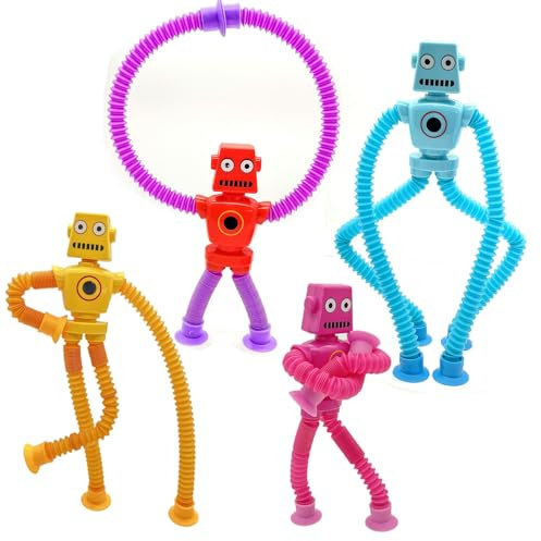 JZK Robot Ventosa con Extremidades Largas y Flexibles, Tubo Pop Sensorial Antiestrés para Niños Pequeños Jardín Infantes 2 3 4 5 6 años
