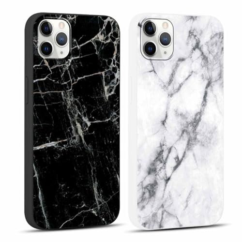 Xylota 2 Stück Handyhülle für iPhone 12 Pro Max 6,7 Hülle, Weich Silikon Dünn TPU Bumper Case mit Aesthetic Muster Marmor, Stoßfeste Kratzfest Schutzhülle Cover für iPhone 12 Pro Max, Schwarz + Weiß