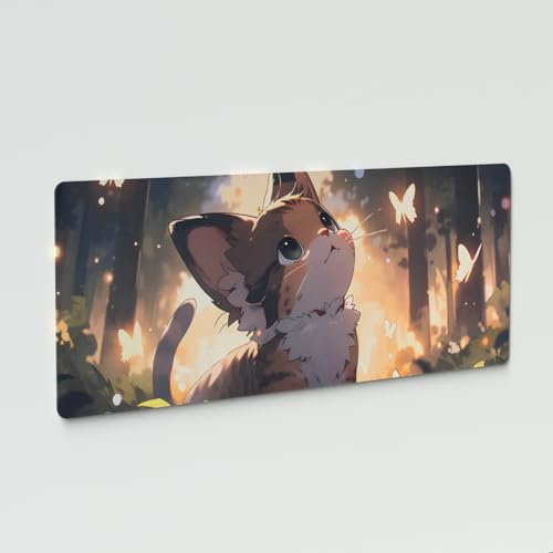 Large Mouse Mat Cute Cat Mousepad Rubber Material Non-Slip Used for Computer Office or Gaming(31.4 * 11.8 * 0.12in)