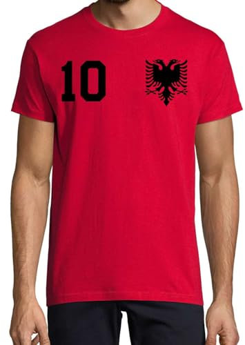 Herren T-Shirt Albanien Trikot WM 2026 mit eigenem Namen + Nummer - Rot S