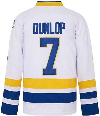 Herren Eishockey-Trikot #7 Reggie Dunlop 90er Jahre Hiphop Party Kostüm Shirts, Weiss/opulenter Garten, 3X-Groß