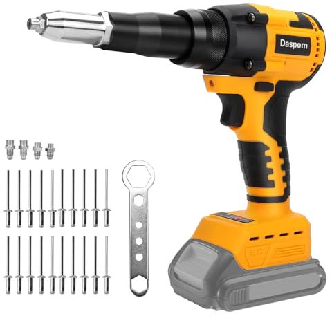 Daspom Pistola Remachadora inalámbrica Compatible con batería DeWalt de 20 V MAX (sin batería), Kit de Pistola de Remache eléctrica, Pistola de Remache sin escobillas, para Remaches de 1/8 Pulgadas,