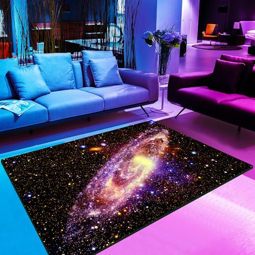YBIKE Galaxie Vortex Teppich, Sternenhimmel Bereich Teppich, Non-Slip rutschfeste Dunkler Himmelsdekoration für Wohnzimmer Schlafzimmer 180x120cm